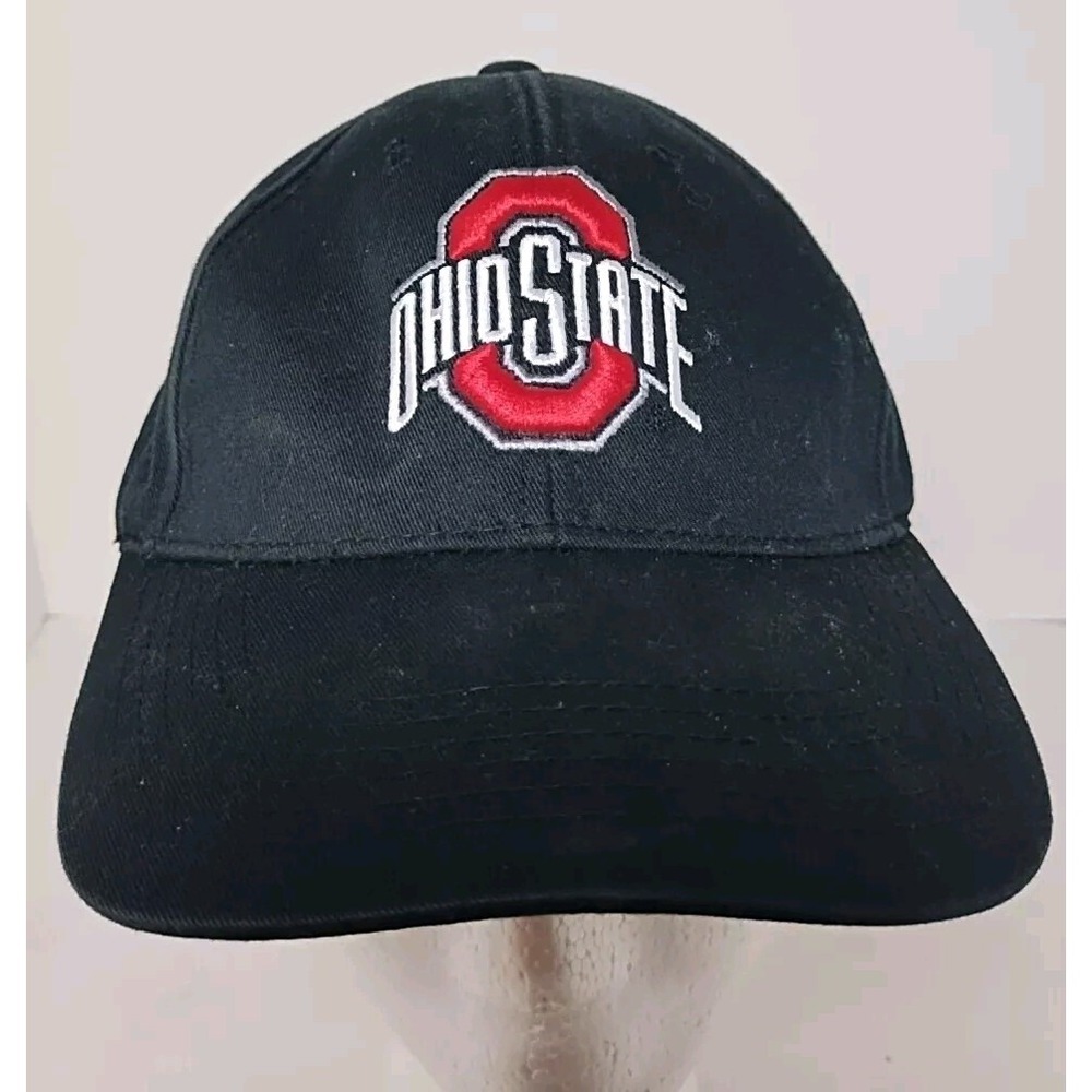 Ohio State Buckeyes Hat OSU Adjustable Embroidered Arched Bar Logo Black Cap